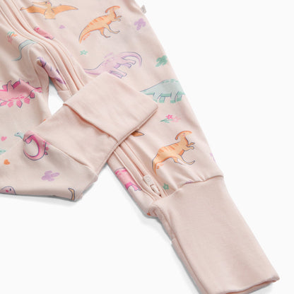 Dinosaur Nights Clever Zip Sleepsuit  - Pink