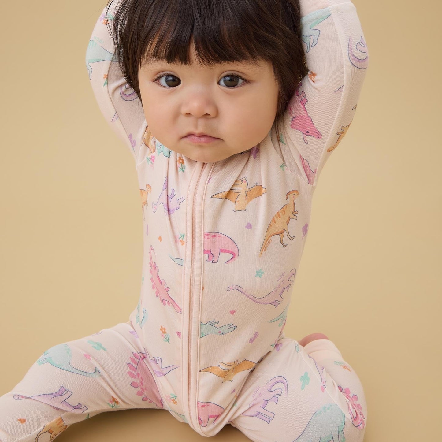 Dinosaur Nights Clever Zip Sleepsuit  - Pink