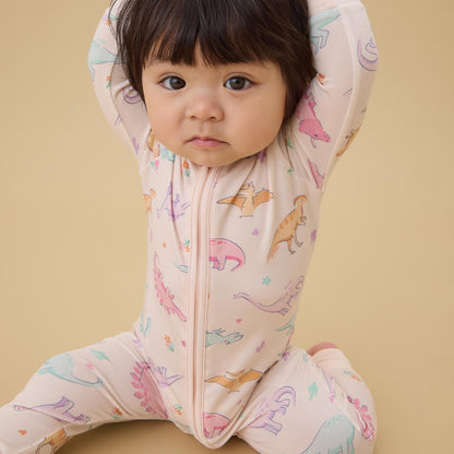 Dinosaur Nights Clever Zip Sleepsuit  - Pink