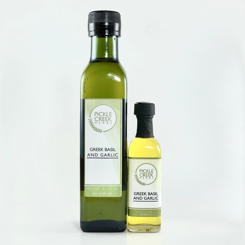 Greek Basil and Garlic Infused Olive Oil- Pickle Creek