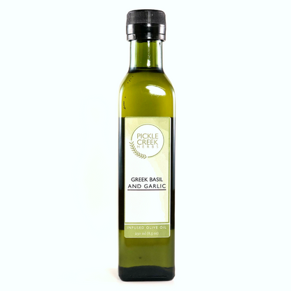 Greek Basil and Garlic Infused Olive Oil- Pickle Creek