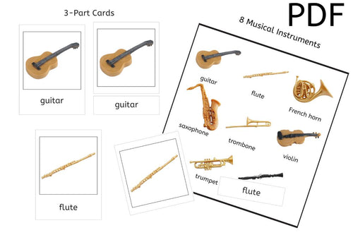 8 Musical Instruments 3-Part Cards (PDF)