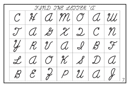 Letter Search Worksheets - Capital Case, Cursive (PDF)