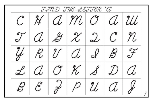 Letter Search Worksheets - Capital Case, Cursive (PDF)