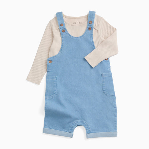 Everyday Denim Dungarees & Ribbed Long Sleeve Bodysuit Outfit