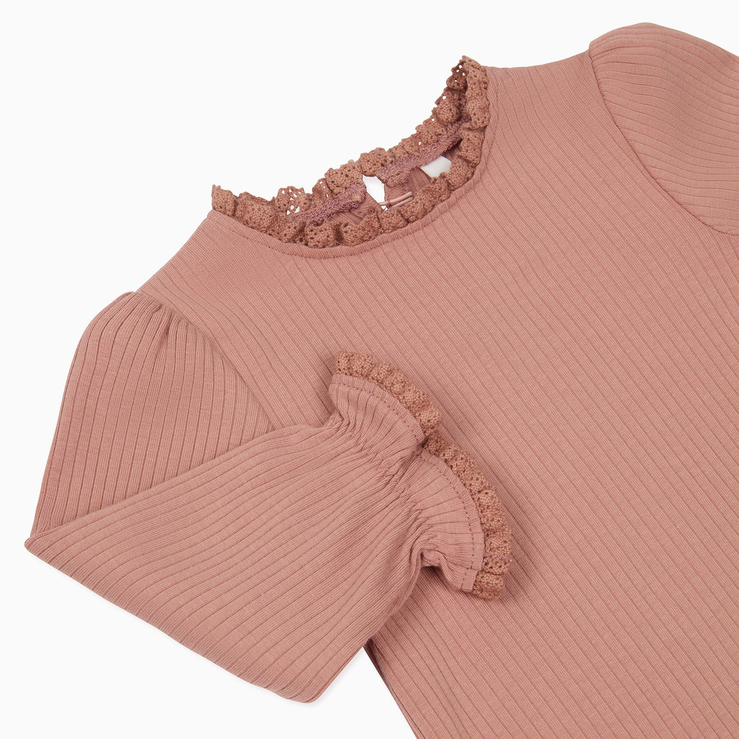 Frilled Ribbed Bodysuit - Rose