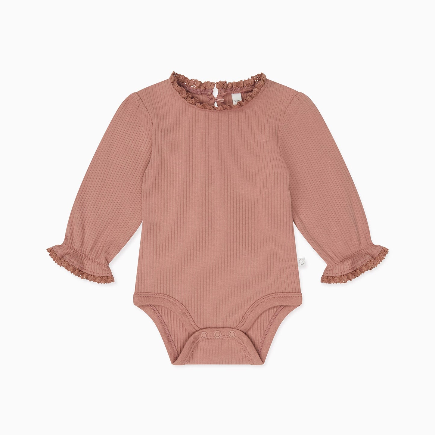 Frilled Ribbed Bodysuit - Rose