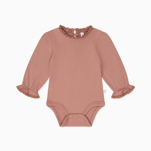 Frilled Ribbed Bodysuit - Rose
