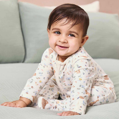 Bear Print & Ribbed Clever Zip Sleepsuit 2 Pack