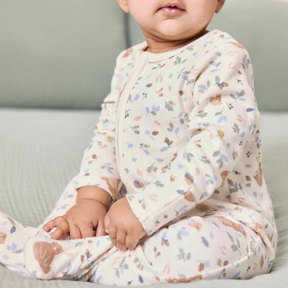 Bear Print & Ribbed Clever Zip Sleepsuit 2 Pack