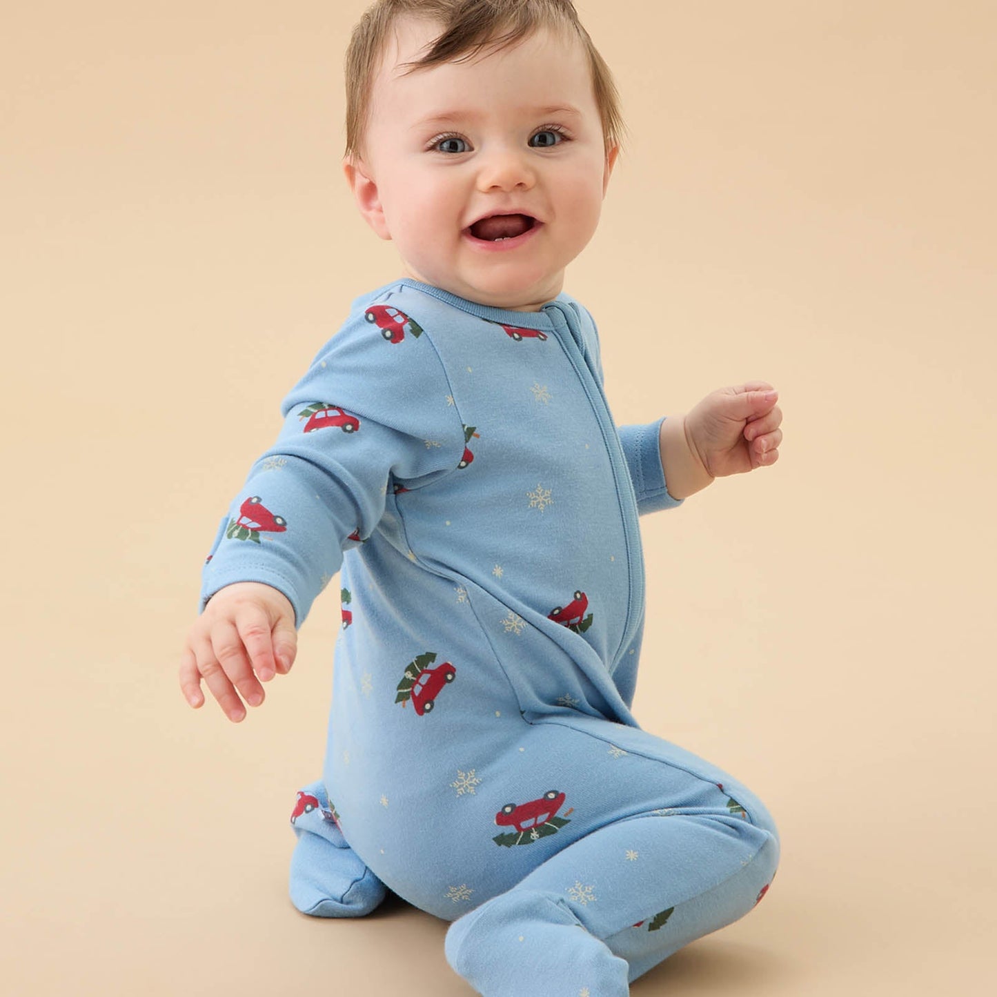Christmas Car Clever Zip Sleepsuit
