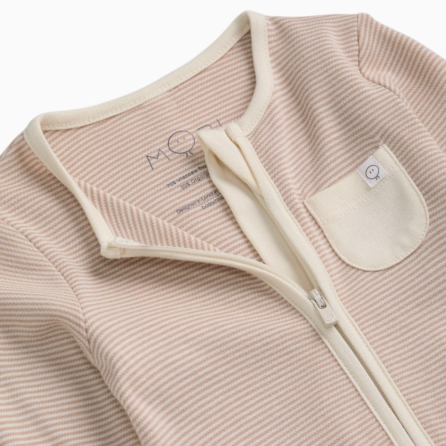 Clever Zip Sleepsuit - Oatmeal Stripe