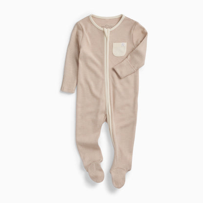 Clever Zip Sleepsuit - Oatmeal Stripe