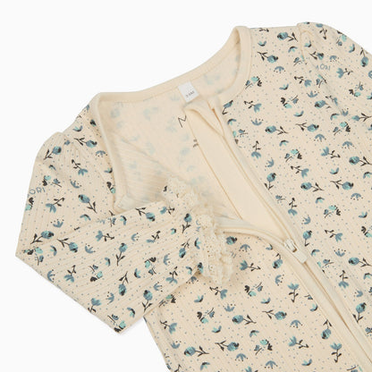Floral Ribbed Clever Zip Sleepsuit