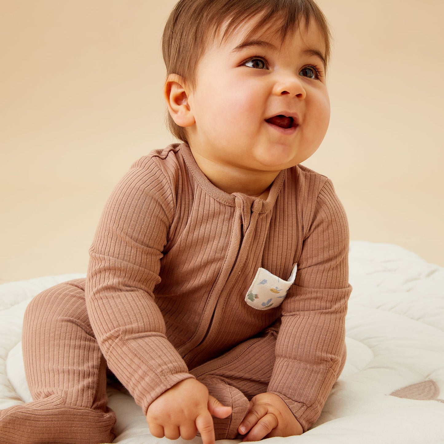 Bear Print & Ribbed Clever Zip Sleepsuit 2 Pack