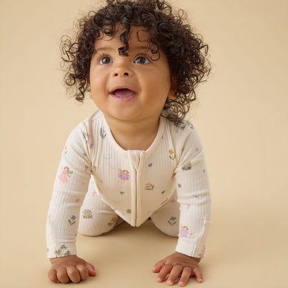 Fairy Garden Ribbed Clever Zip Sleepsuit