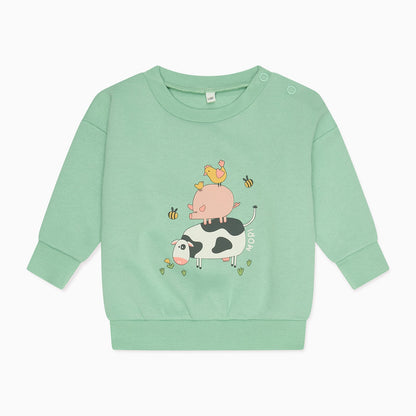 Farmyard Friends Sweatshirt & Stripe Ribbed Leggings Outfit