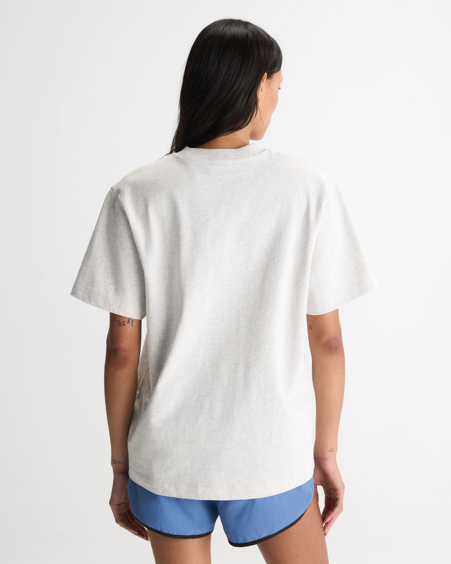 ADA Short Sleeve Oversized T-shirt - Light Grey Melange/Blossom Blue