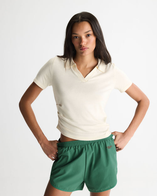 Knit Asymmetric Polo - Marshmallow White