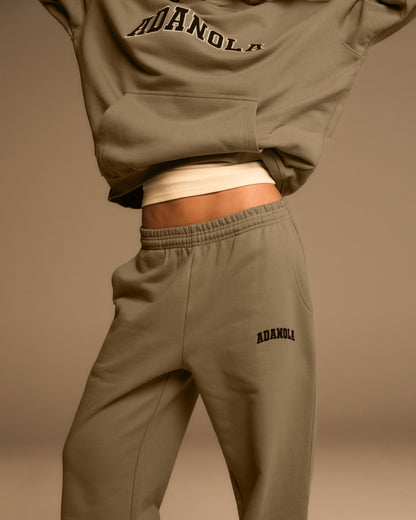 Varsity Straight Leg Sweatpants - Khaki Beige
