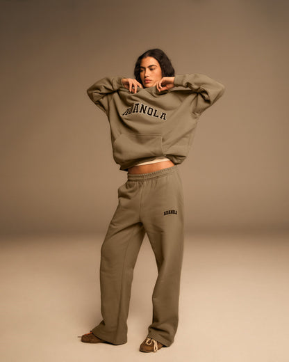 Varsity Straight Leg Sweatpants - Khaki Beige