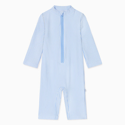 Cloud Stripe Seersucker Sunsafe Swimsuit