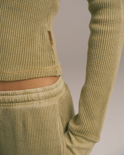 Waffle Raglan Long Sleeve Top - Pistachio Green
