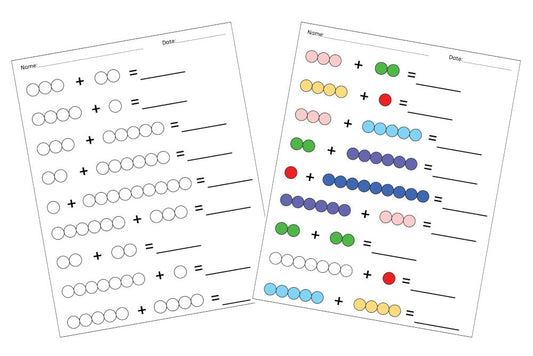 Bead Bar Addition Worksheets - Set A (PDF)