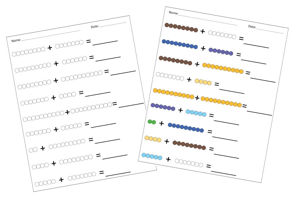Bead Bar Addition Worksheets - Set B (PDF)