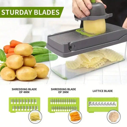 [Vegetable Slicer] 16-In-1 Vegetable Chopper, Professional Onion Chopper, Multi-Functional Food Chopper, Kitchen Vegetable Slicer And Dicer, Vegetable Chopper With 8 Blades, Carrot Chopper