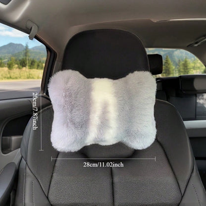 2pcs Cute Plush Car Headrest Neck Pillow, All-Season Universal Car Interior Accessory