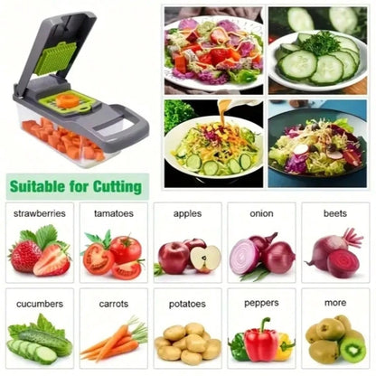 [Vegetable Slicer] 16-In-1 Vegetable Chopper, Professional Onion Chopper, Multi-Functional Food Chopper, Kitchen Vegetable Slicer And Dicer, Vegetable Chopper With 8 Blades, Carrot Chopper