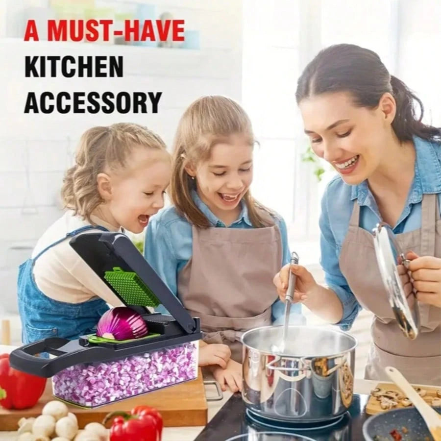 [Vegetable Slicer] 16-In-1 Vegetable Chopper, Professional Onion Chopper, Multi-Functional Food Chopper, Kitchen Vegetable Slicer And Dicer, Vegetable Chopper With 8 Blades, Carrot Chopper