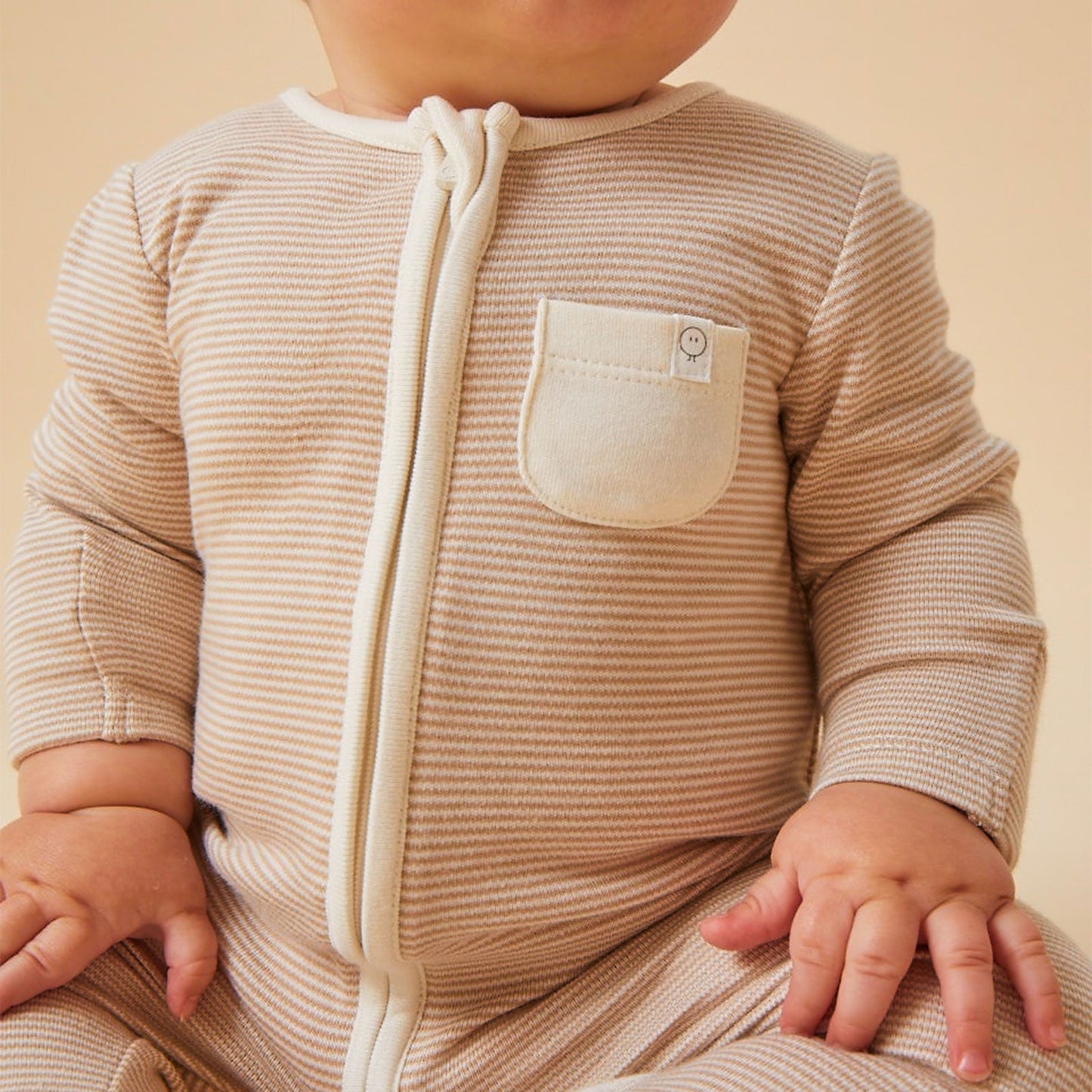Clever Zip Sleepsuit - Oatmeal Stripe