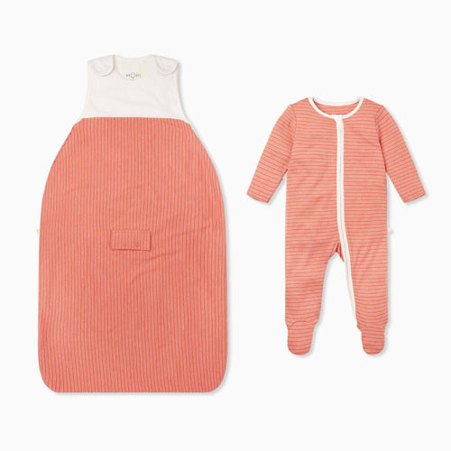 Coral Stripe Bedtime Set