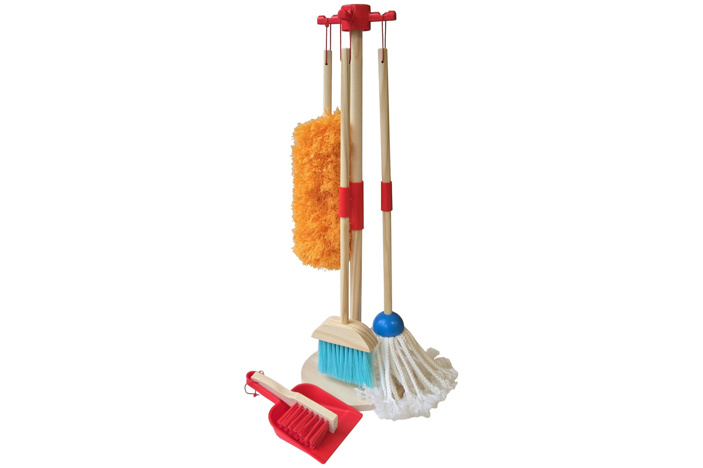 Kids' Wooden Cleaning Set - Broom, Mop, Brush, & Duster