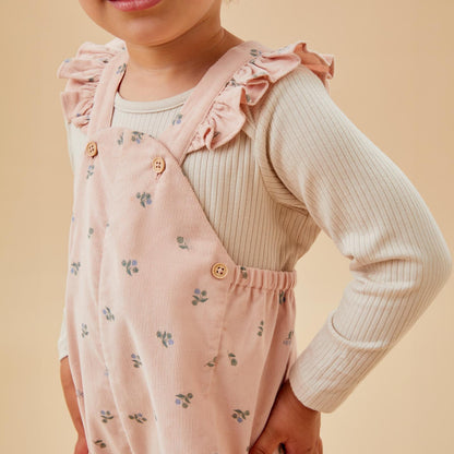 Floral Frilled Corduroy Dungarees