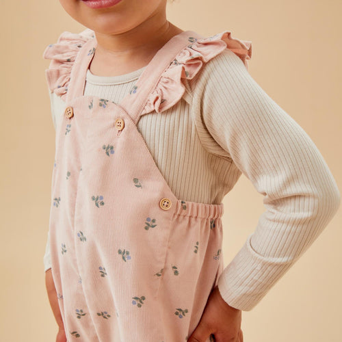 Floral Frilled Corduroy Dungarees