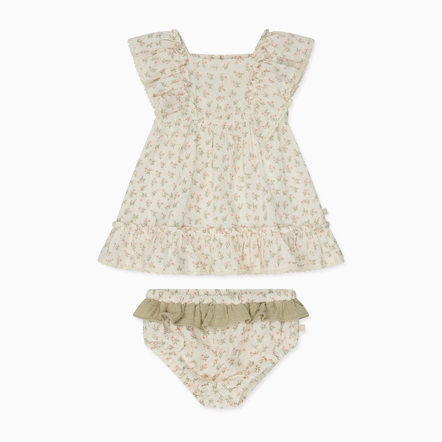 Floral Muslin Frilled Dress (& Knickers)