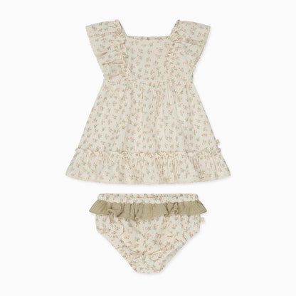 Floral Muslin Frilled Dress (& Knickers)