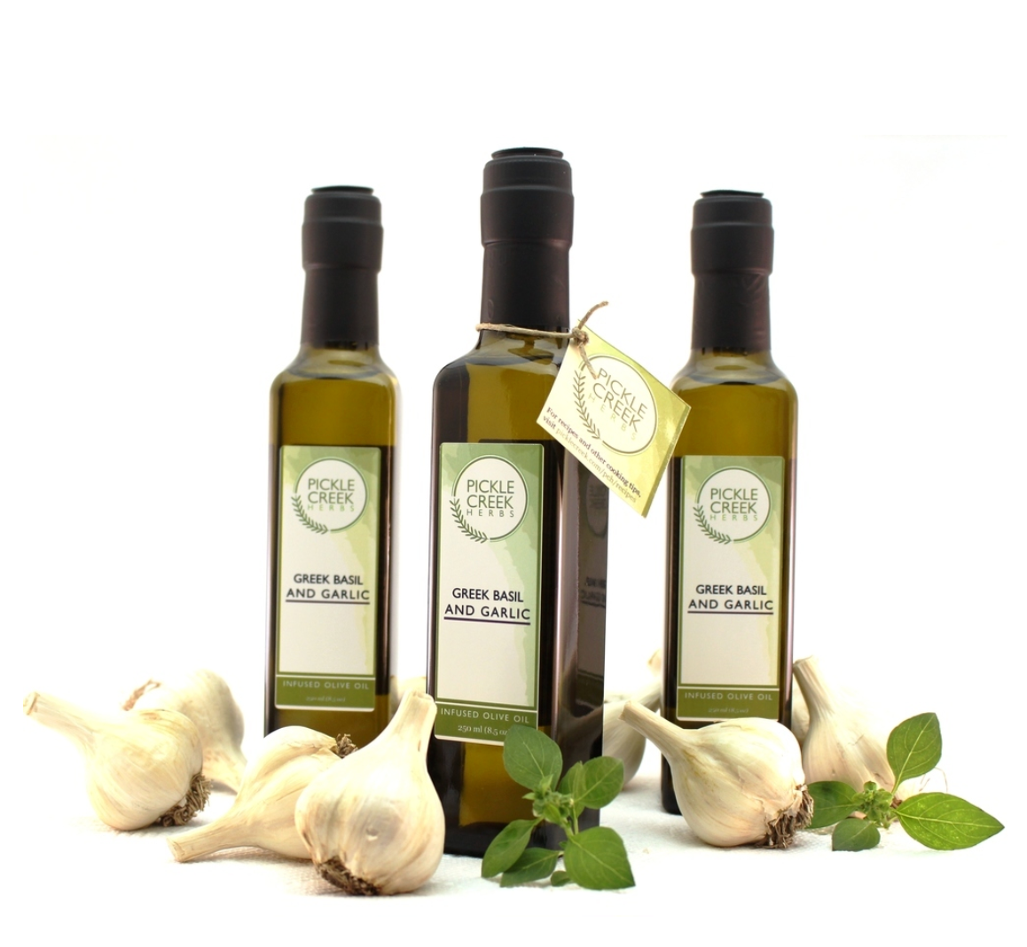 Greek Basil and Garlic Infused Olive Oil- Pickle Creek