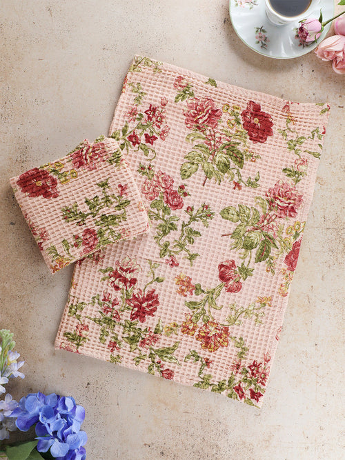 April Cornell - Milene Waffle Weave Tea Towel- Rose
