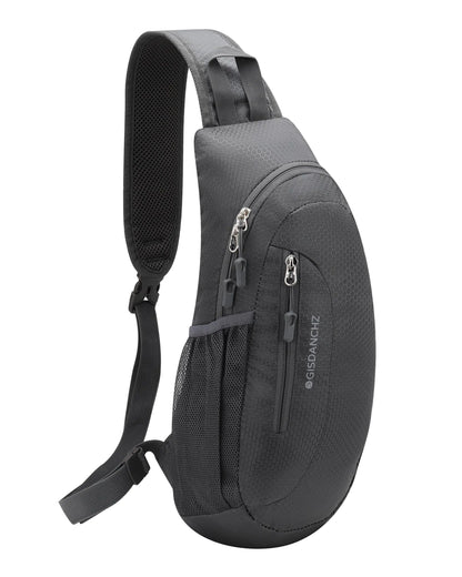 Gisdanchz Sling Bag for Men Women Sling Backpack Small Slim Sling Bags Cross Body Bag for Women Men Crossbody Shoulder Chest Bag Travel Hiking Daypack Sling Bag with Water Bottle Holder Dark Gray