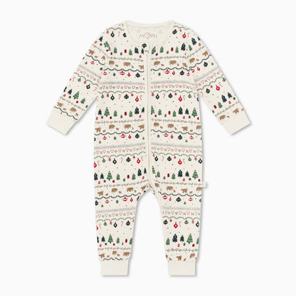 Festive Fair Isle Clever Zip Sleepsuit