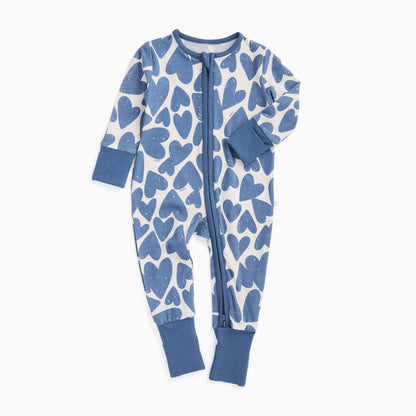Blue Hearts Clever Zip Sleepsuit