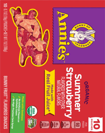 Annies Organic Summer Strawberry Bunny Fruit Snacks - 7.0 OZ 8 Pack
