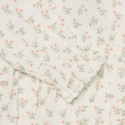 Floral Muslin Bloomer Blouse & Sage Muslin Frilled Trousers Outfit