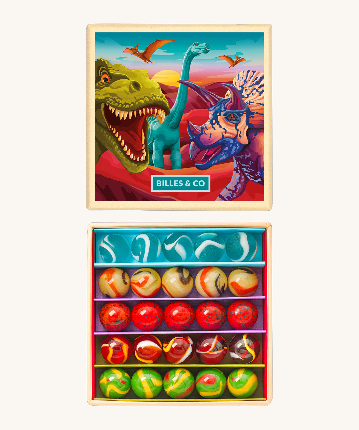 Billes & Co Dinosaurs Marbles Mini Box - 25 Pack