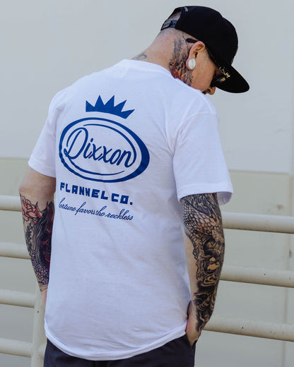 Blue Fortune Favors T-Shirt - White