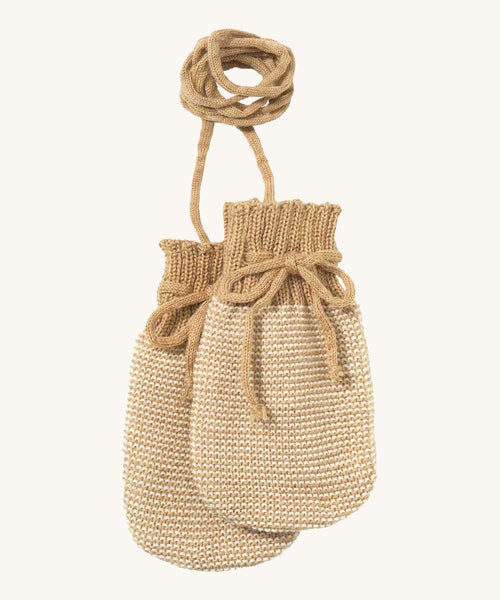 Disana Merino Wool Baby Mittens - Caramel / Natural